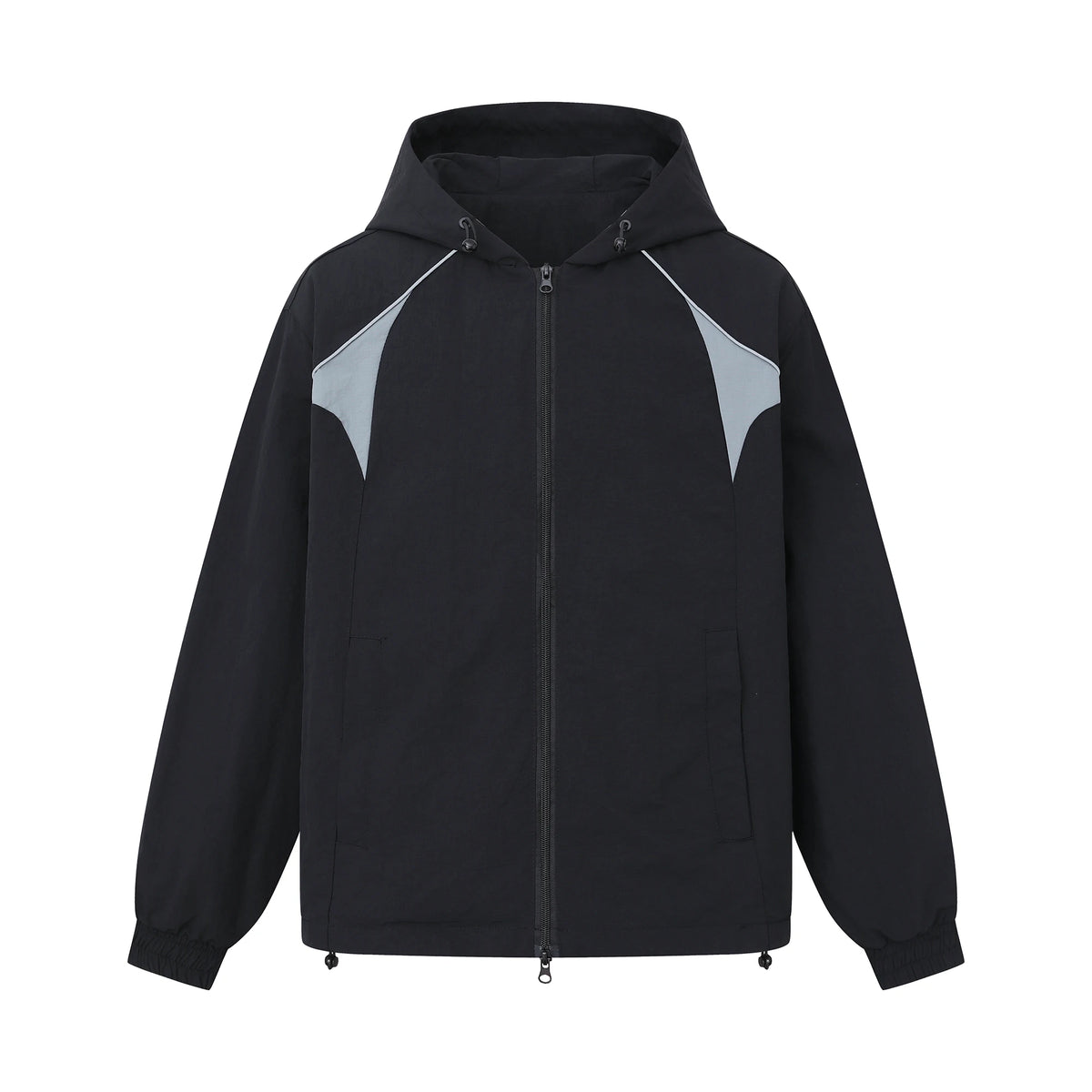 Women’s American Style Hooded Windbreaker – Loose Fit Color Block Printed Casual Workwear Jacket