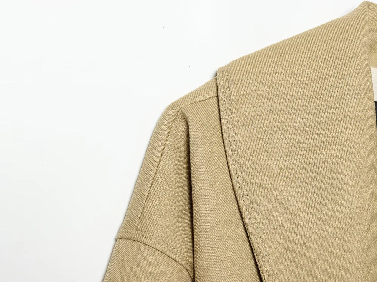 Women’s Lapel Bomber Jacket – Spring/Autumn Solid Coat