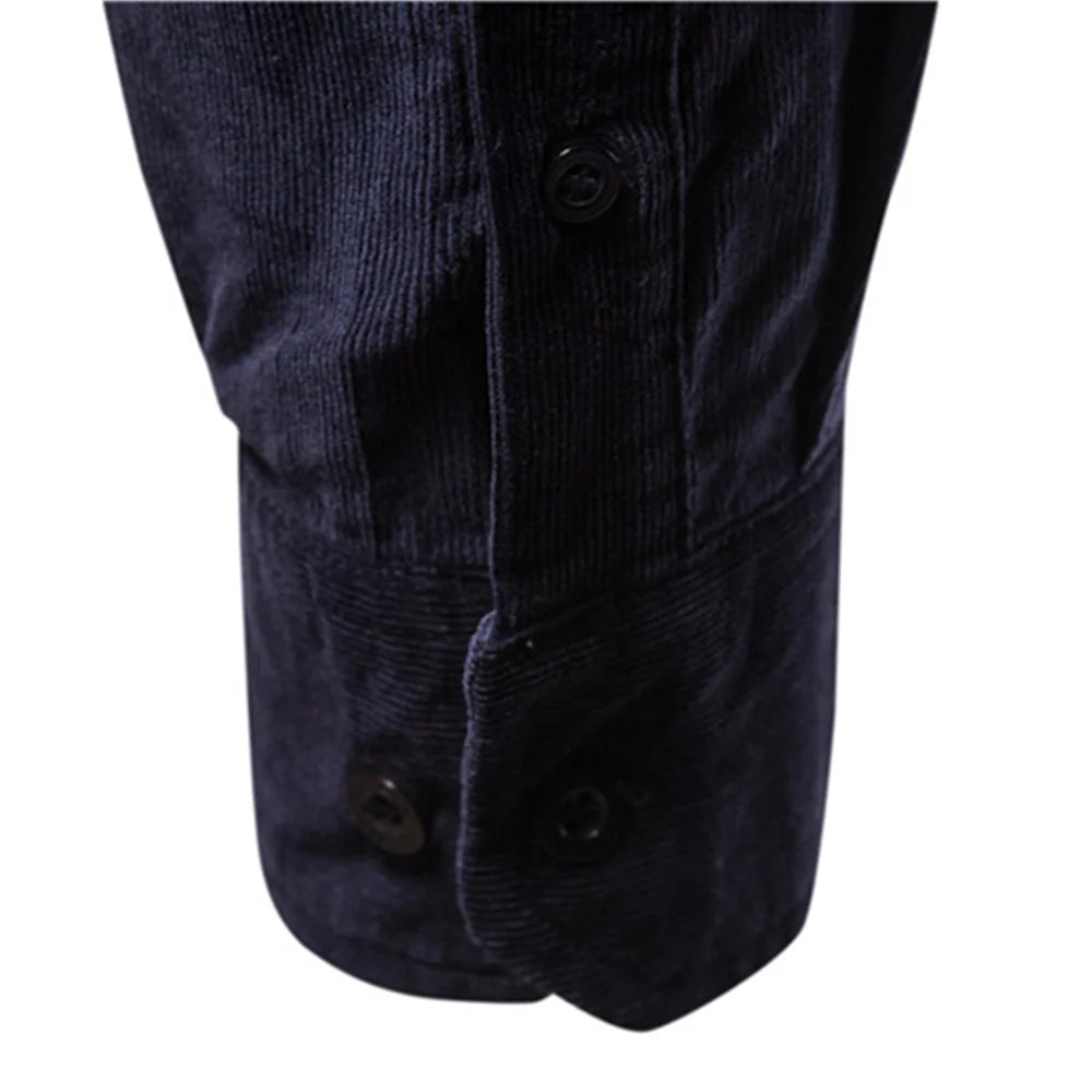 Men’s 100% Cotton Corduroy Shirt – Slim Fit Single-Breasted Casual Shirt