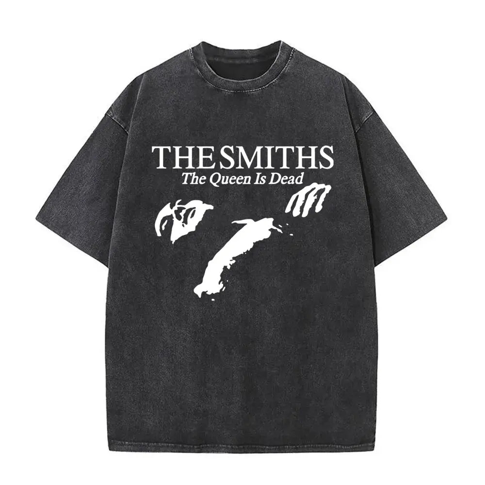 Unisex The Smiths Graphic T-Shirt – Funny Cat Retro Washed Tee | 1980s Indie Rock Vintage Streetwear