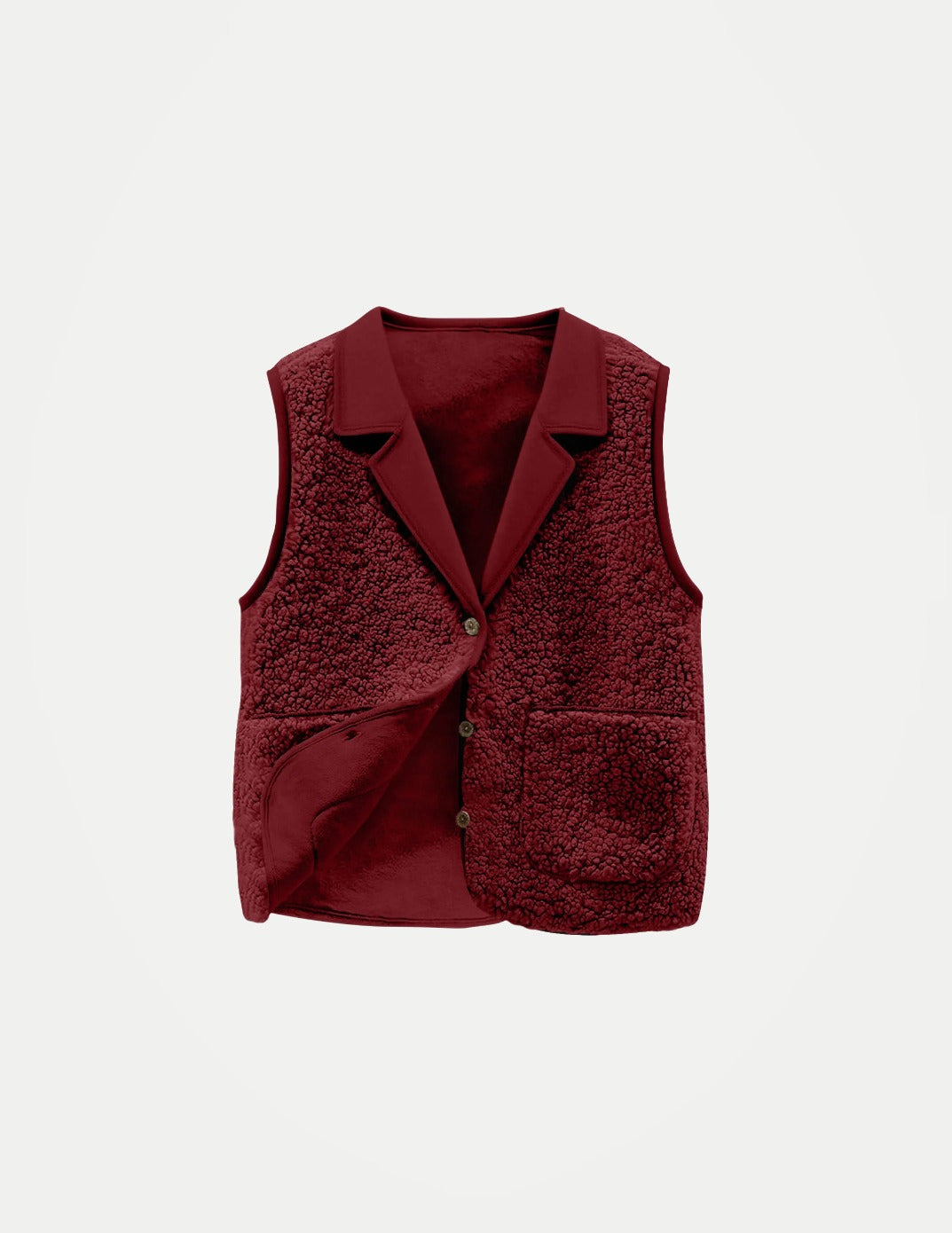 Women’s Sherpa Fleece Vest – Warm Lapel Collar Button-Front Sleeveless Jacket with Pockets