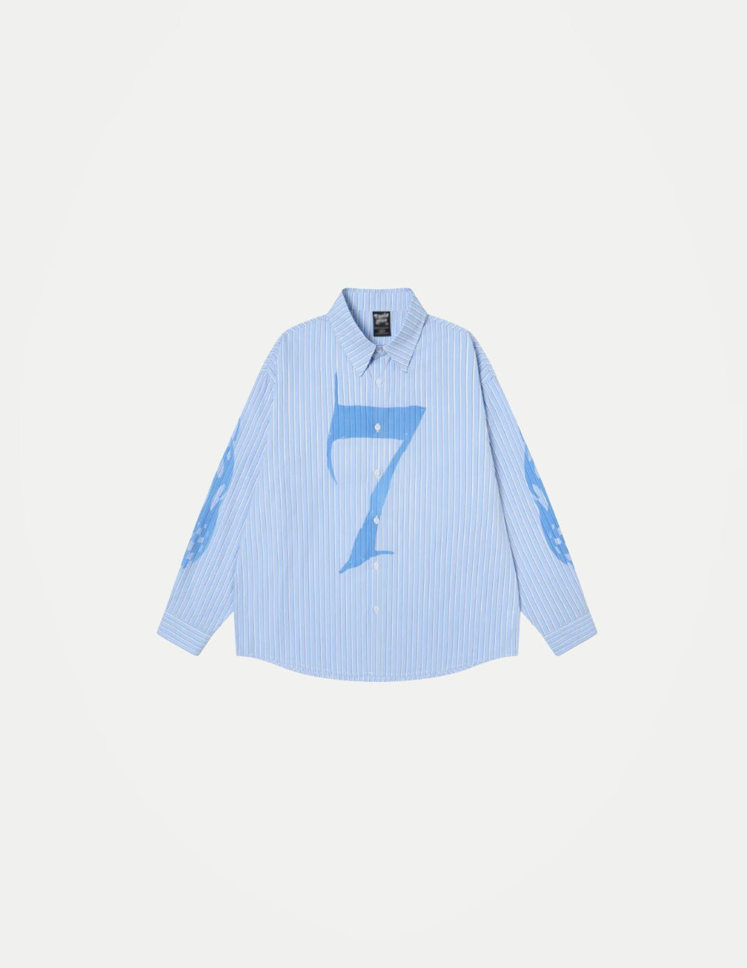 Men’s Striped Letter Print Shirt – Double-Sided Graphic Long Sleeve Button-Up, Loose Fit High Street Autumn Shirt
