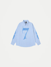 Men’s Striped Letter Print Shirt – Double-Sided Graphic Long Sleeve Button-Up, Loose Fit High Street Autumn Shirt