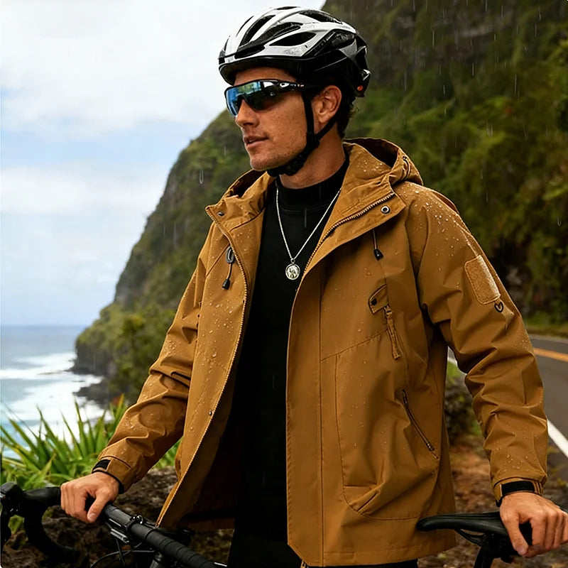 Men’s Outdoor Hooded Jacket – Waterproof Hiking & Camping Windbreaker