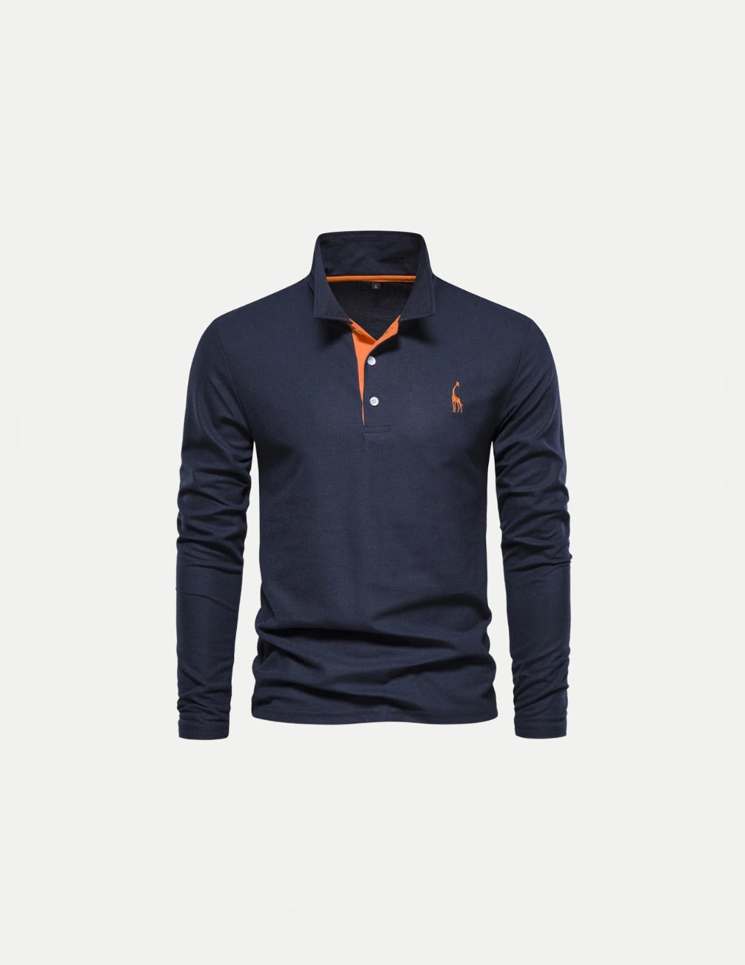 Men’s Premium Deer Embroidered Polo – Long Sleeve Solid Color Shirt | Smart Casual & Business Wear