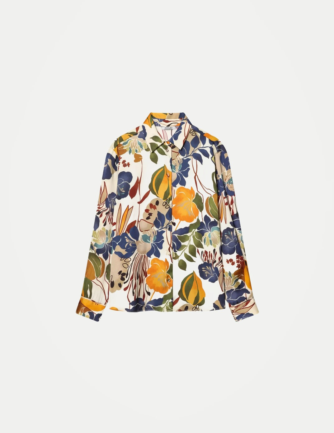 Women’s Printed Turn-Down Collar Blouse – Loose Fit Single-Breasted Shirt for Spring/Summer