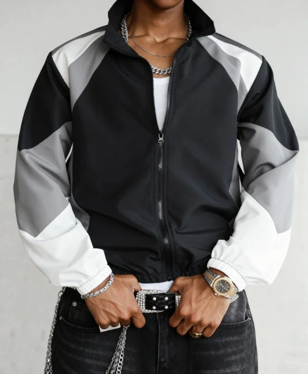 Men's Colour-Block Windproof Jacket – Lightweight Wear-Resistant Casual Travel Coat