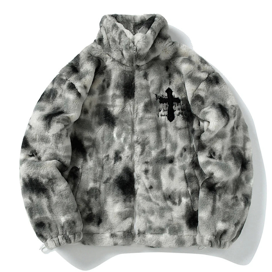 Men's Streetwear Vintage Fleece Jacket – Harajuku Hip Hop Oversized Zip Coat