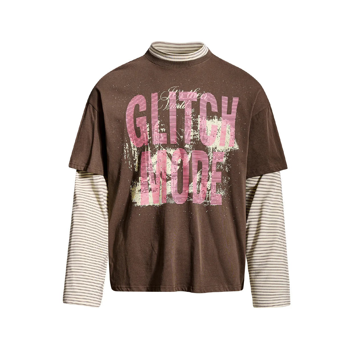 Unisex Vintage Layered T-Shirt – Loose Fit Fake Two-Piece Long Sleeve Streetwear Top