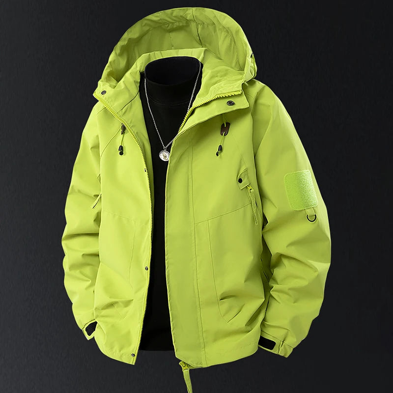 Men’s Outdoor Hooded Jacket – Waterproof Hiking & Camping Windbreaker