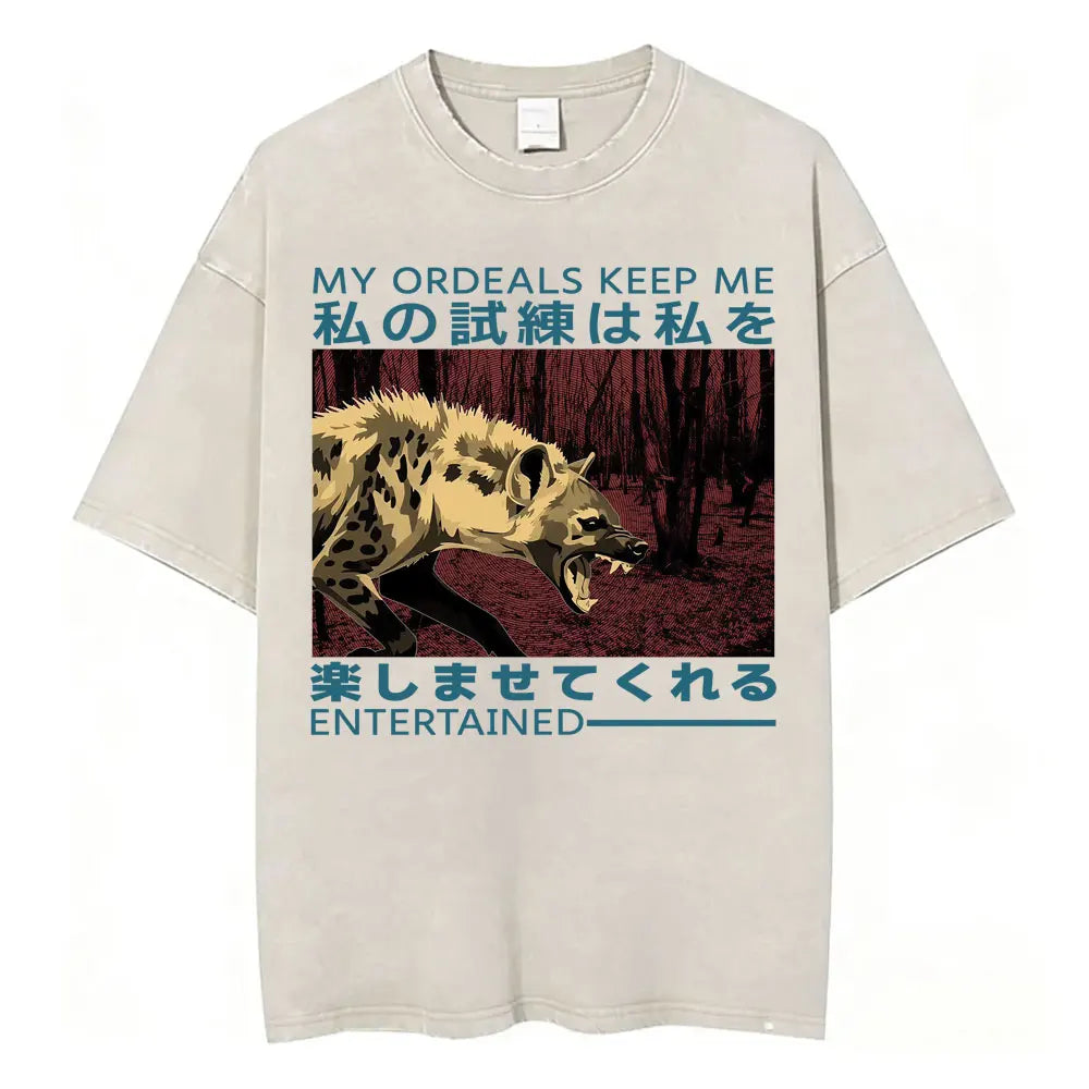 Unisex Japanese Fish Meme T-Shirt – Vintage Washed Oversized Tee | Harajuku Streetwear Graphic Top