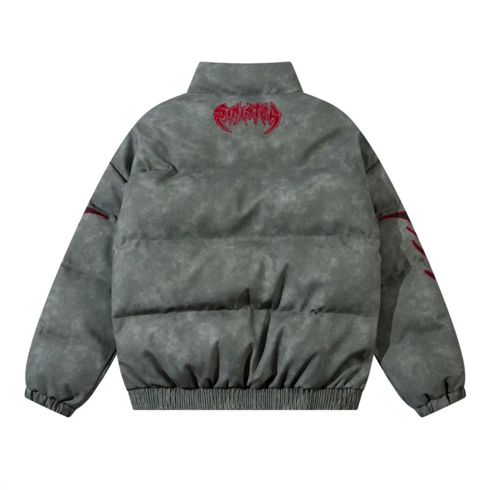 Unisex Y2K Padded Winter Jacket – Thick Cotton Coat with Letter Embroidery, Casual Hip Hop Streetwear Parka