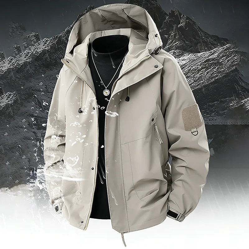 Men’s Outdoor Hooded Jacket – Waterproof Hiking & Camping Windbreaker