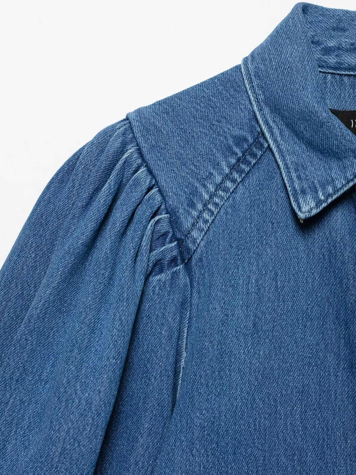 Women’s Casual Denim Blouse – Loose Fit Collar Shirt
