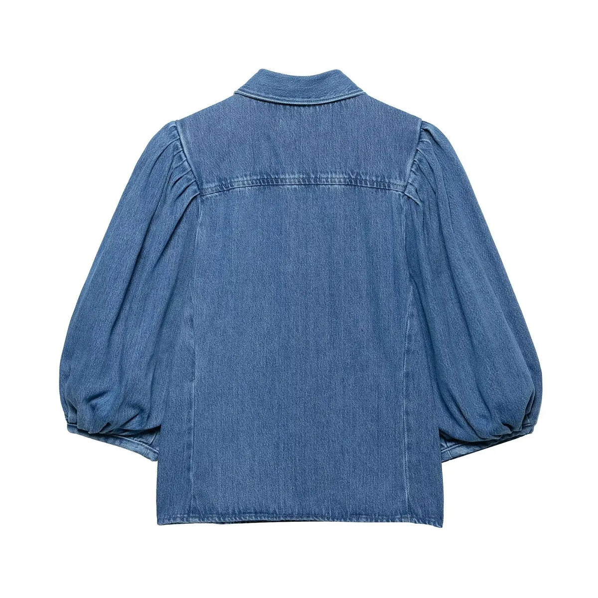 Women’s Casual Denim Blouse – Loose Fit Collar Shirt