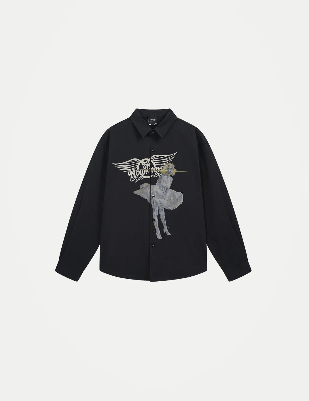 Men’s Y2K Gothic Graphic Shirt – Oversized Long-Sleeve Streetwear Top | Korean & Japanese-Inspired Casual Style