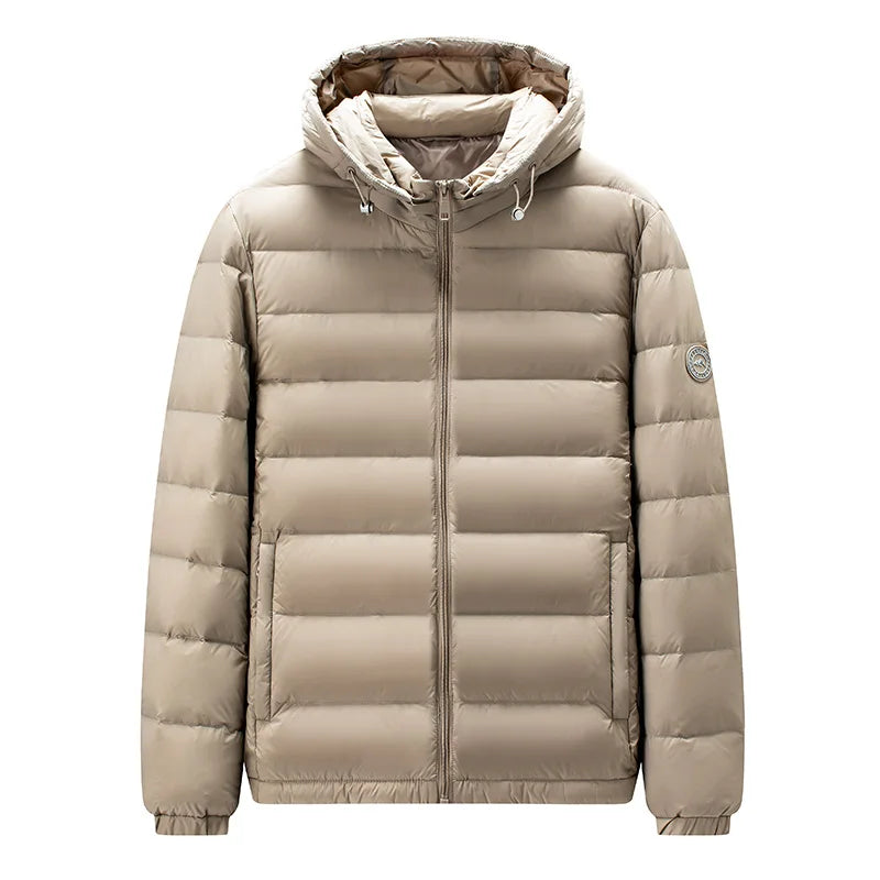 Premium 90% Duck Down Winter Jacket – Detachable Hood, Warm Solid-Color Versatile Puffer Coat for Autumn & Winter