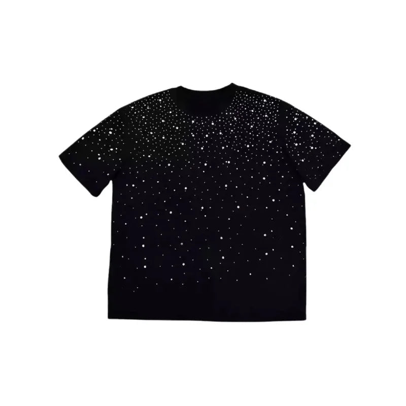 Unisex Starry Sky Rhinestone Hoodie – Sparkling Zip-Up Streetwear Sweatshirt, European & American Fashion Style