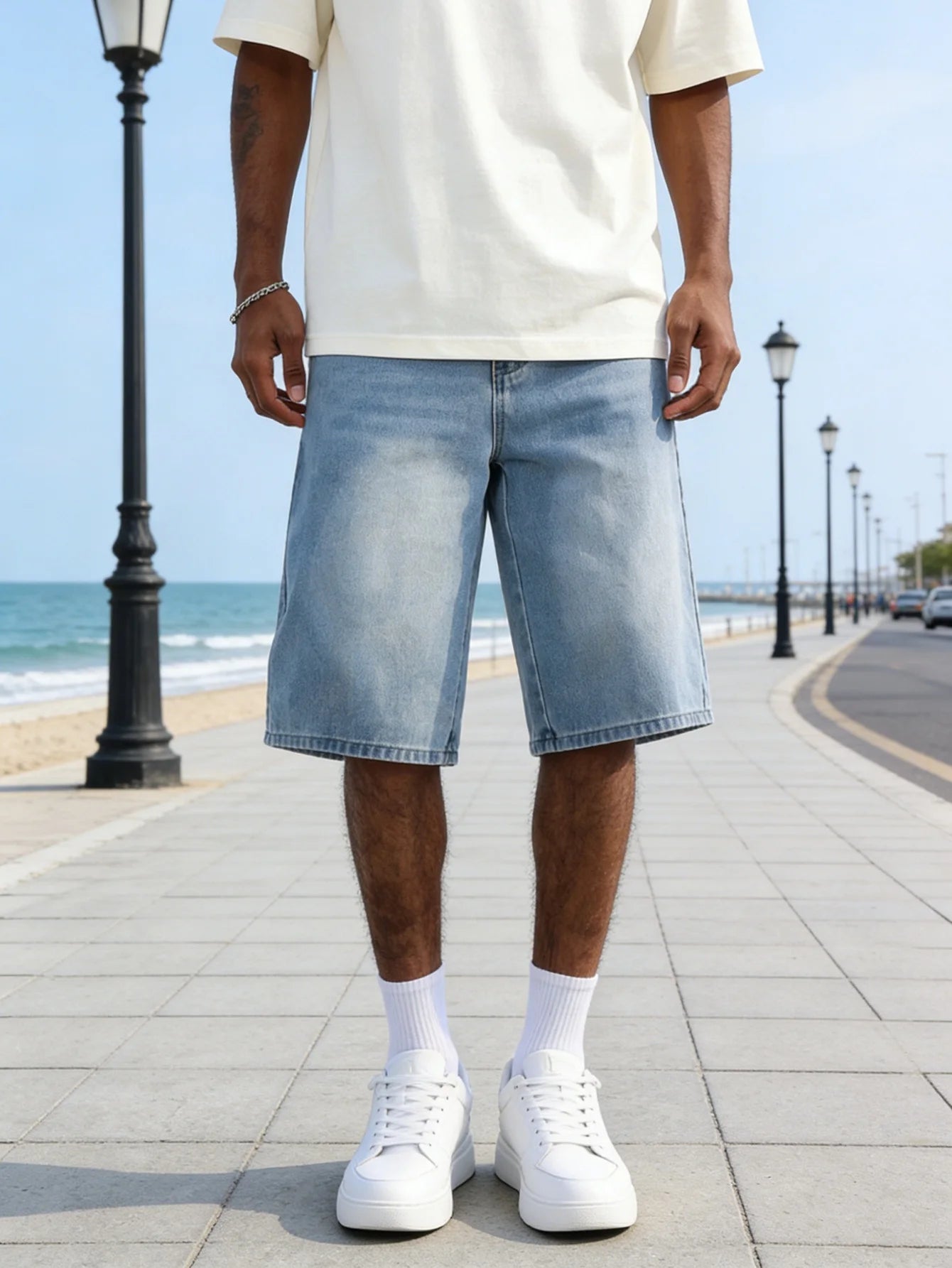 Men's Summer Loose Blue Denim Shorts – Casual Lightweight Jorts
