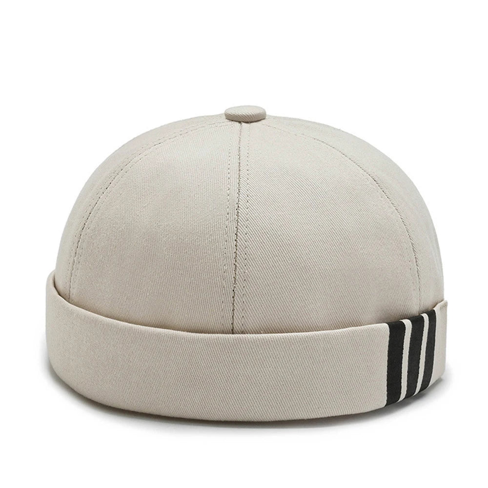Unisex Cotton Brimless Skullcap – Retro Docker Hat, Hip Hop Streetwear Beanie for Summer & Outdoor Wear