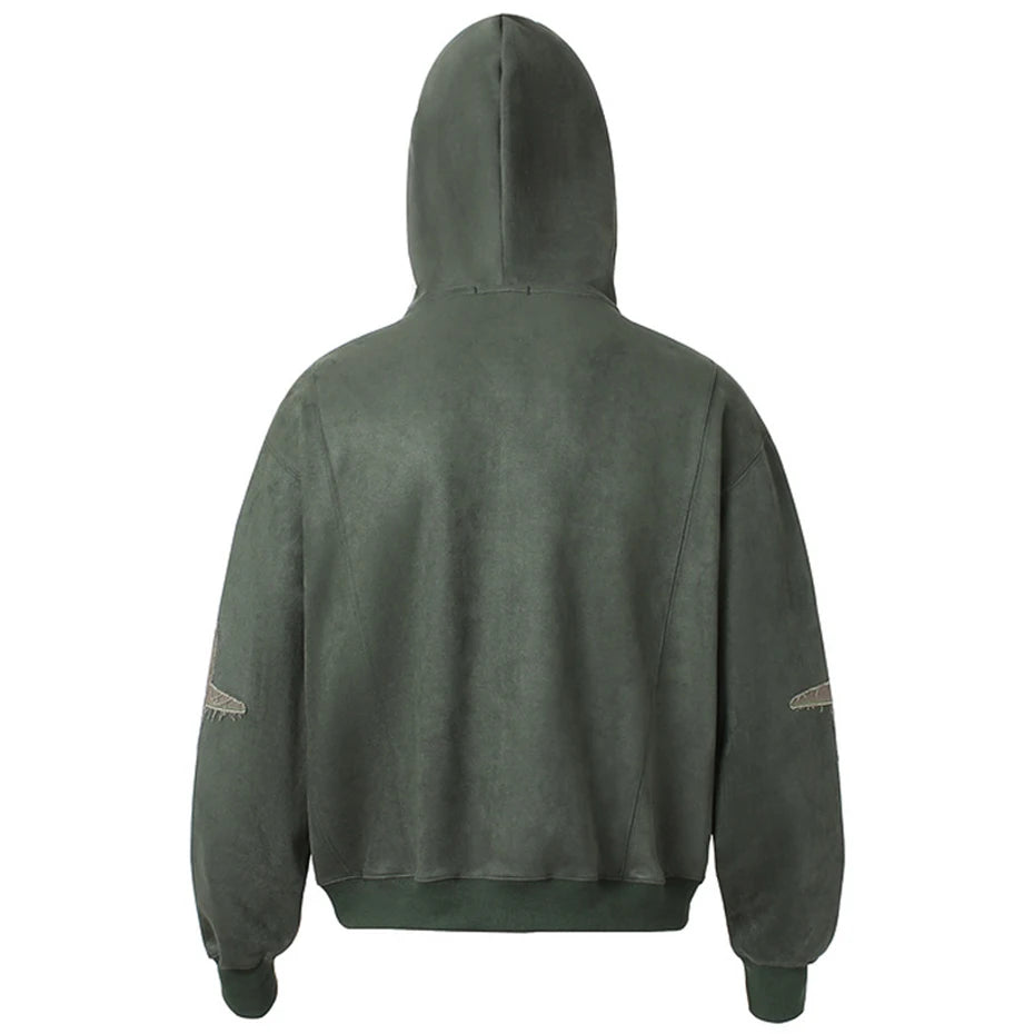 Oversized Suede Patchwork Hoodie – Vintage Harajuku Hip Hop Streetwear Hooded Sweatshirt