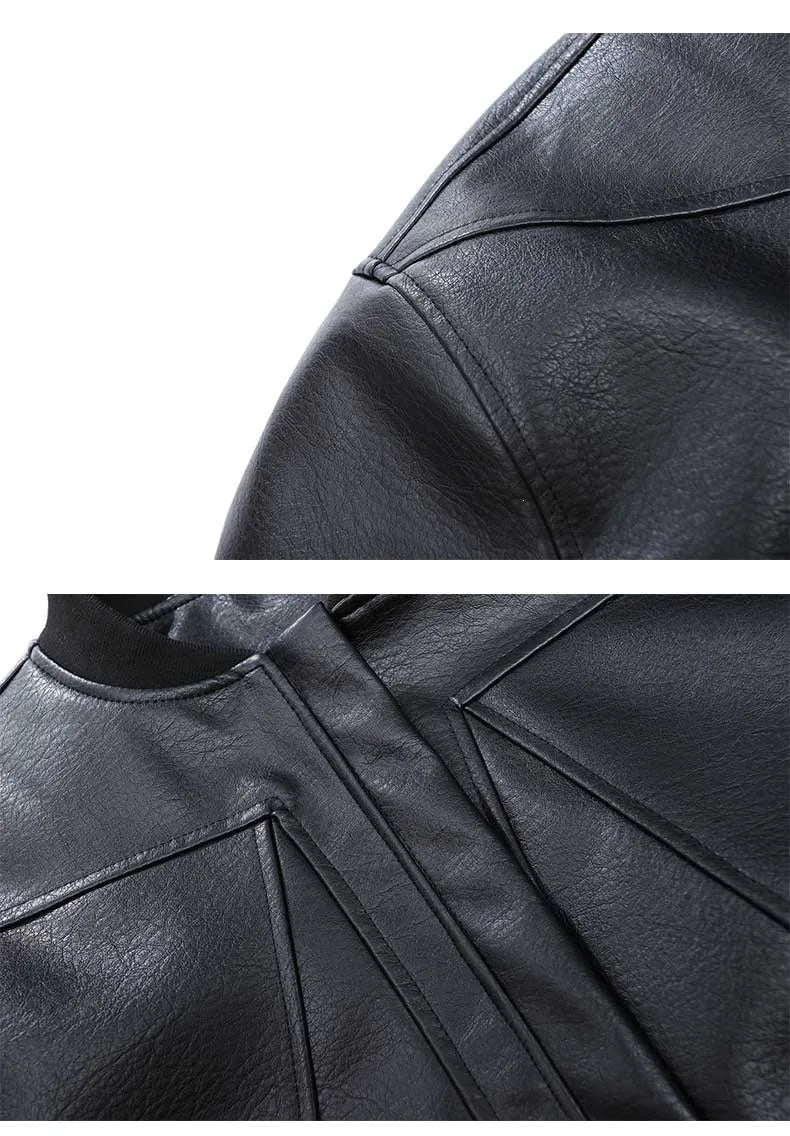 Men’s American-Style Leather Jacket – Baseball Collar Silk-Lined Bomber | Loose-Fit Spring Casual Outerwear