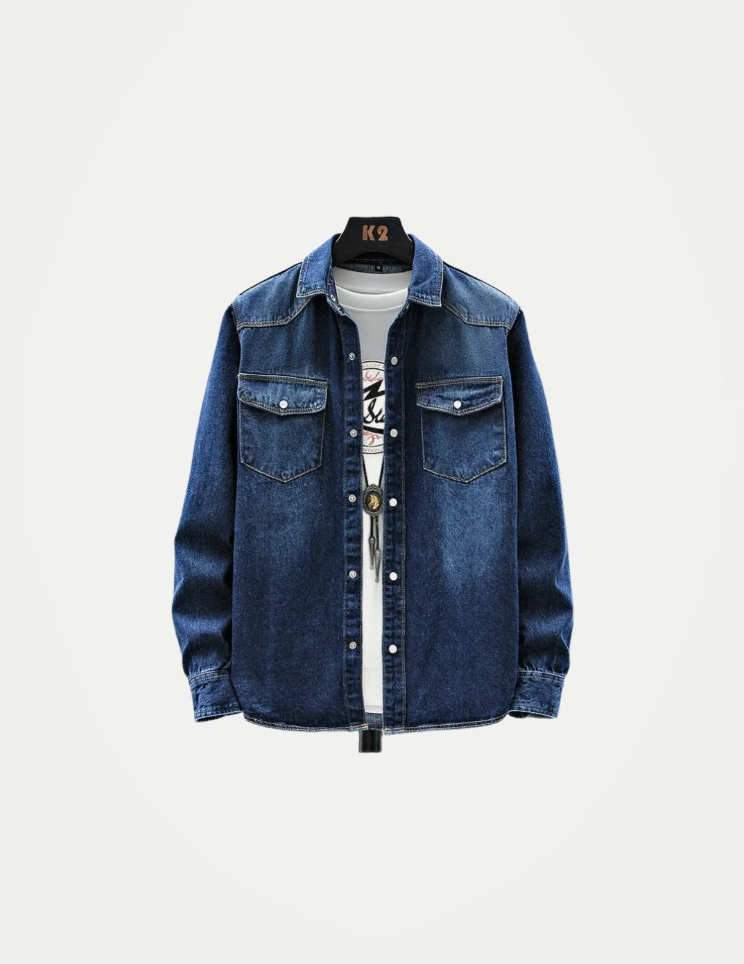 Men’s Cotton Denim Jacket – Casual Long Sleeve Shirt