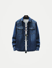 Men’s Cotton Denim Jacket – Casual Long Sleeve Shirt