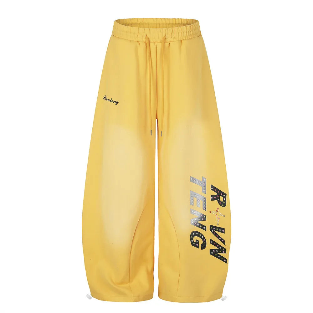 MWJLPWQ Men’s Graphic Wide-Leg Pants – Printed Letter Loose-Fit Curved Trousers | Hip-Hop Streetwear