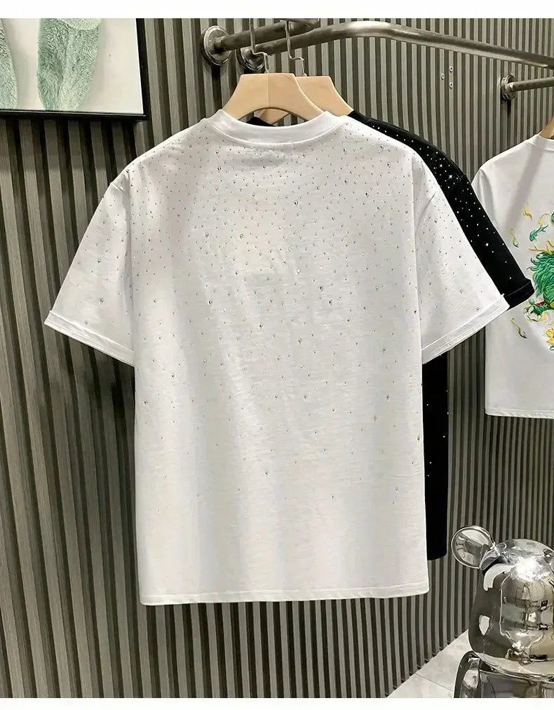 Men's Luxury Diamond Print T-Shirt – High-End Streetwear Fashion Tee
