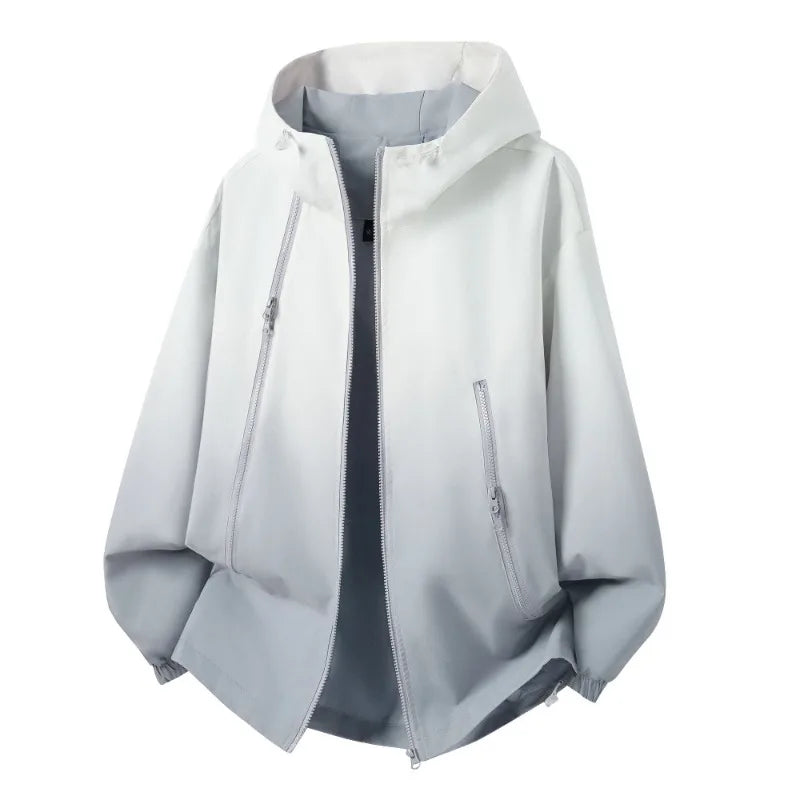 Unisex Gradient Hooded Windbreaker Jacket – Loose-Fit Waterproof & Windproof Outdoor Casual Coat