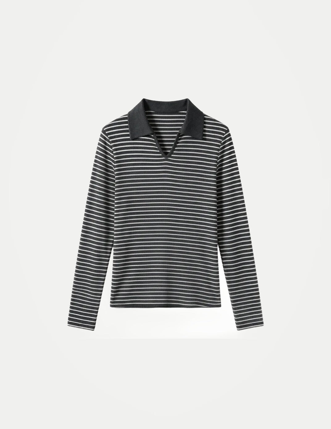 Women’s Striped Polo Shirt – Slim Fit Long Sleeve Y2K Casual Top