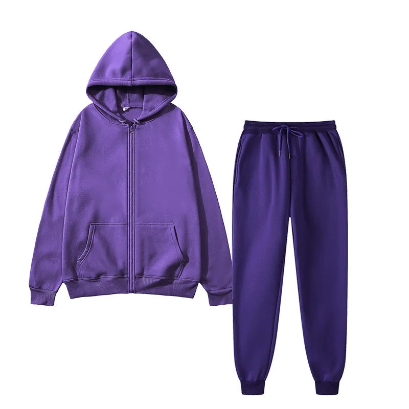 Unisex Winter Sportswear Set – Warm Hooded Zipper