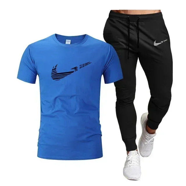 Men's Sports T-Shirt & Pants Set – 2 Piece Breathable Jogging Suit