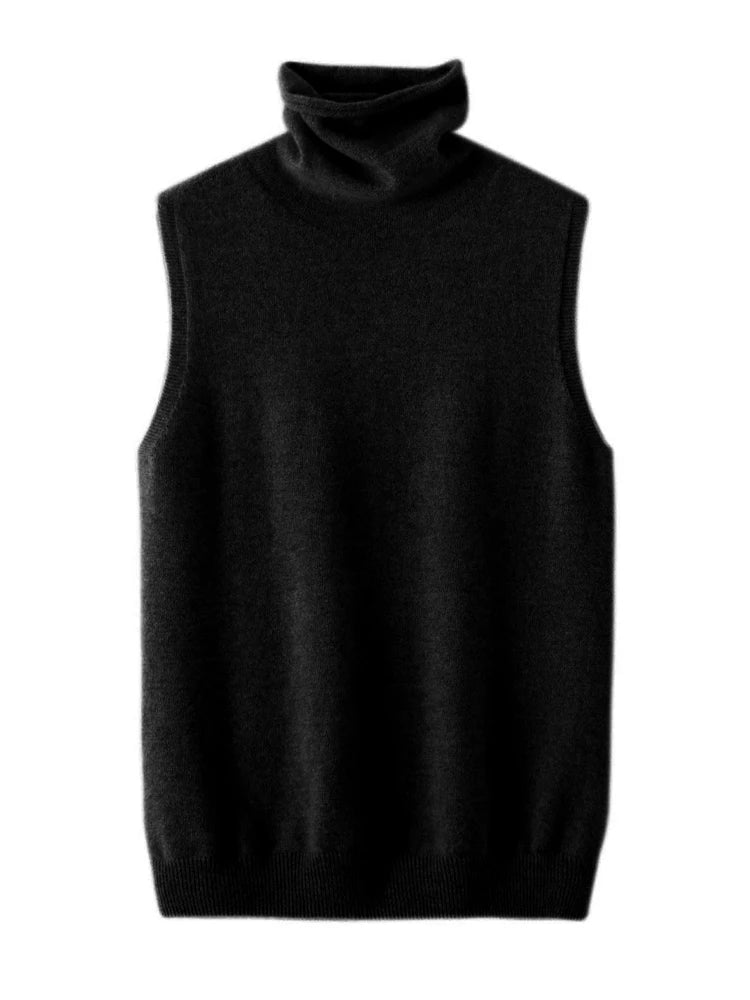 Women’s Merino Wool Turtleneck Knit Vest – Sleeveless Sweater