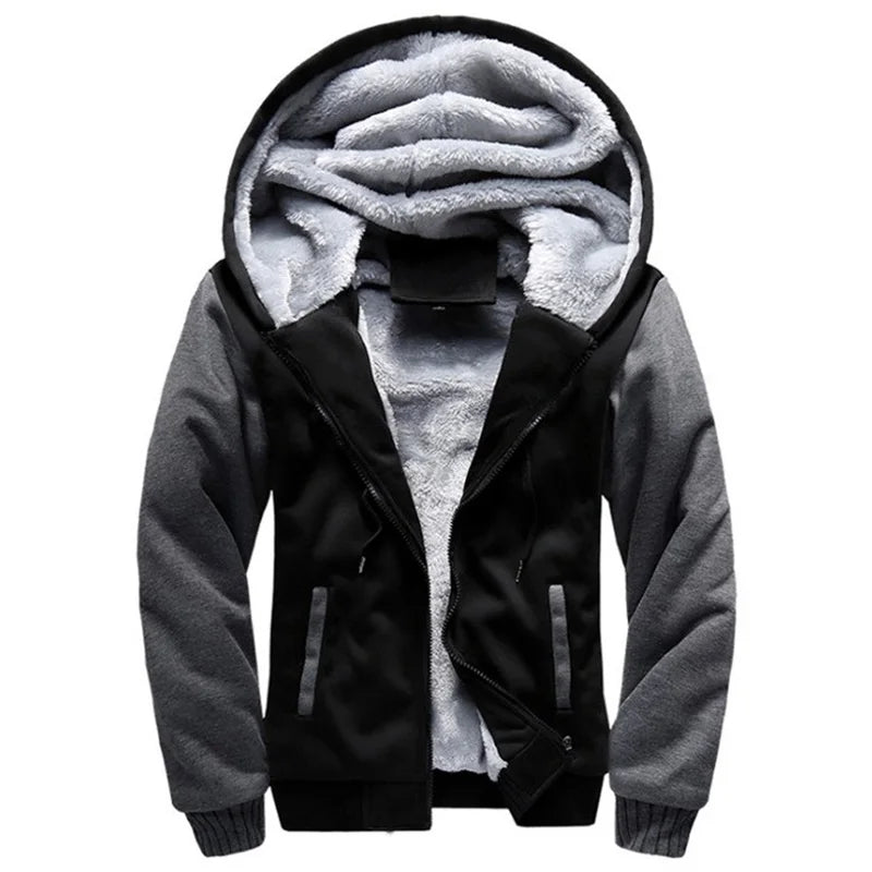 Men’s Winter Fleece Hoodie Jacket – Thick Warm Zipper Coat