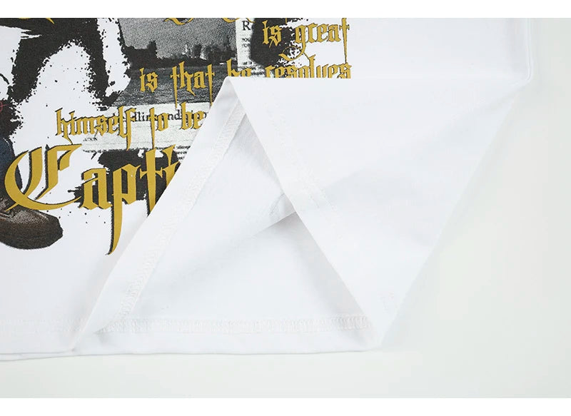 Unisex Retro American Letter Print T-Shirt – Loose Fit Cotton Casual Streetwear Top
