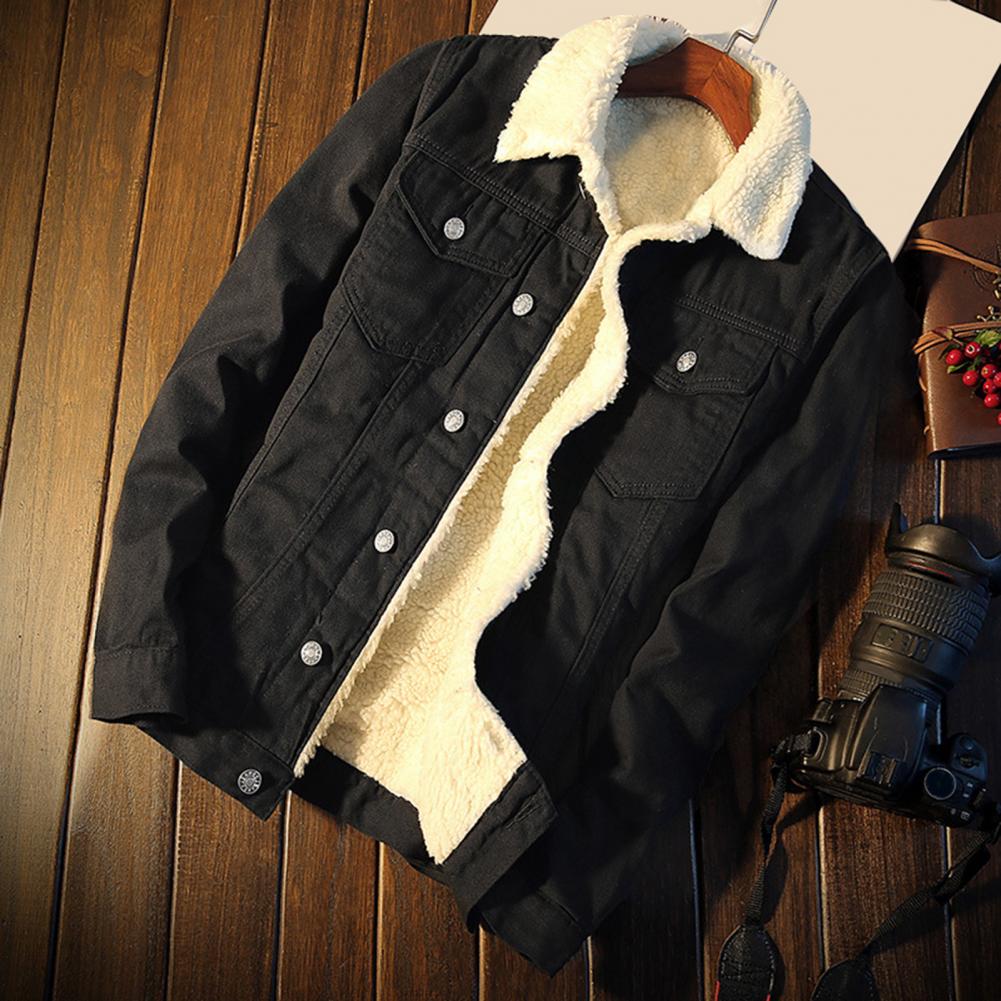 Men's Winter Fleece-Lined Denim Jacket – Thicken Warm Velvet Inner Coat
