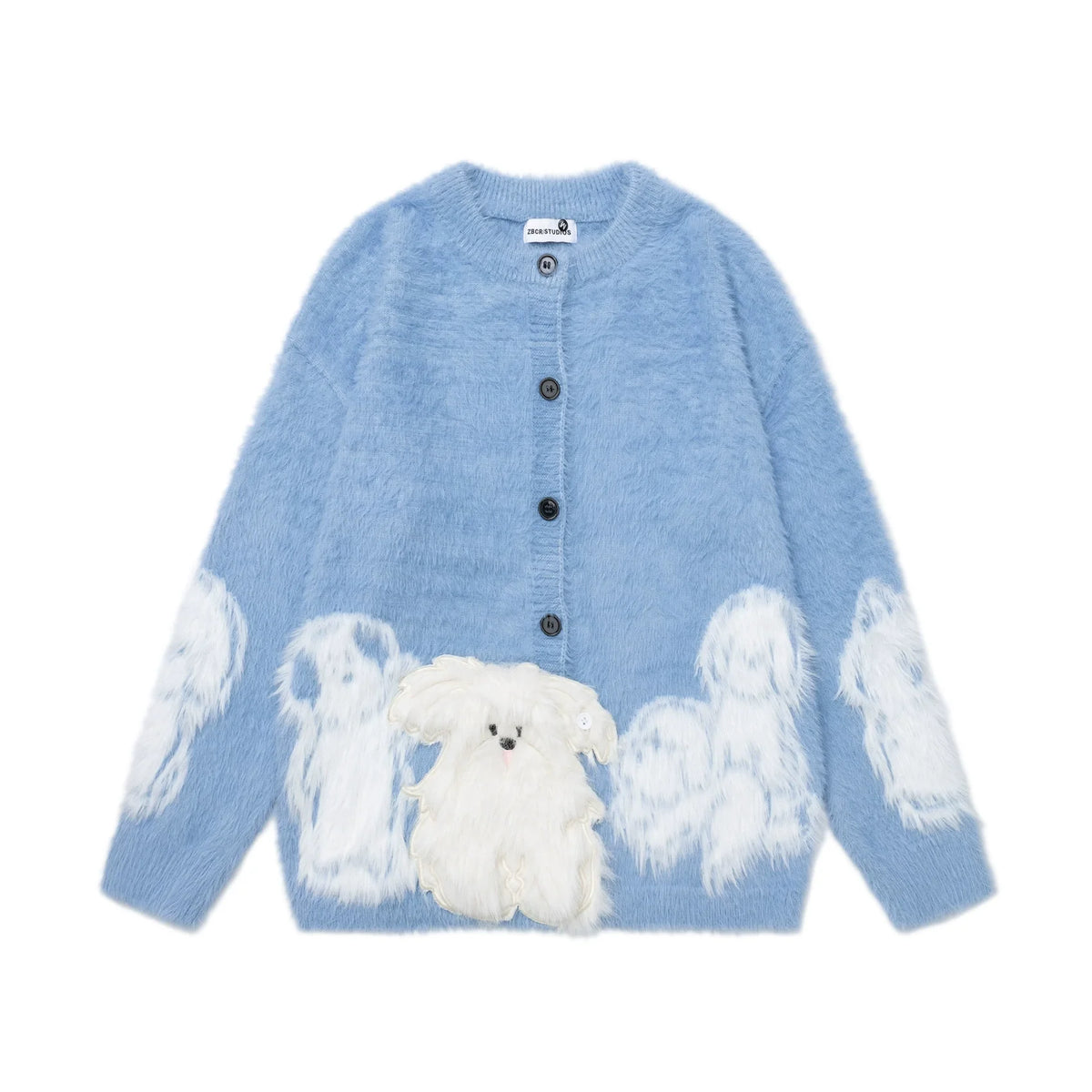 Unisex Y2K Cartoon Knit Cardigan – Oversized Retro Graphic Sweater, Harajuku Streetwear Loose-Fit Knitwear