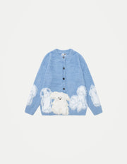 Unisex Y2K Cartoon Knit Cardigan – Oversized Retro Graphic Sweater, Harajuku Streetwear Loose-Fit Knitwear