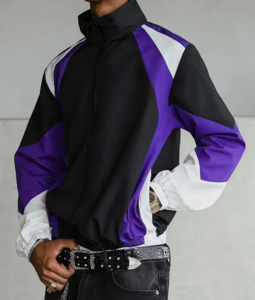Men's Colour-Block Windproof Jacket – Lightweight Wear-Resistant Casual Travel Coat