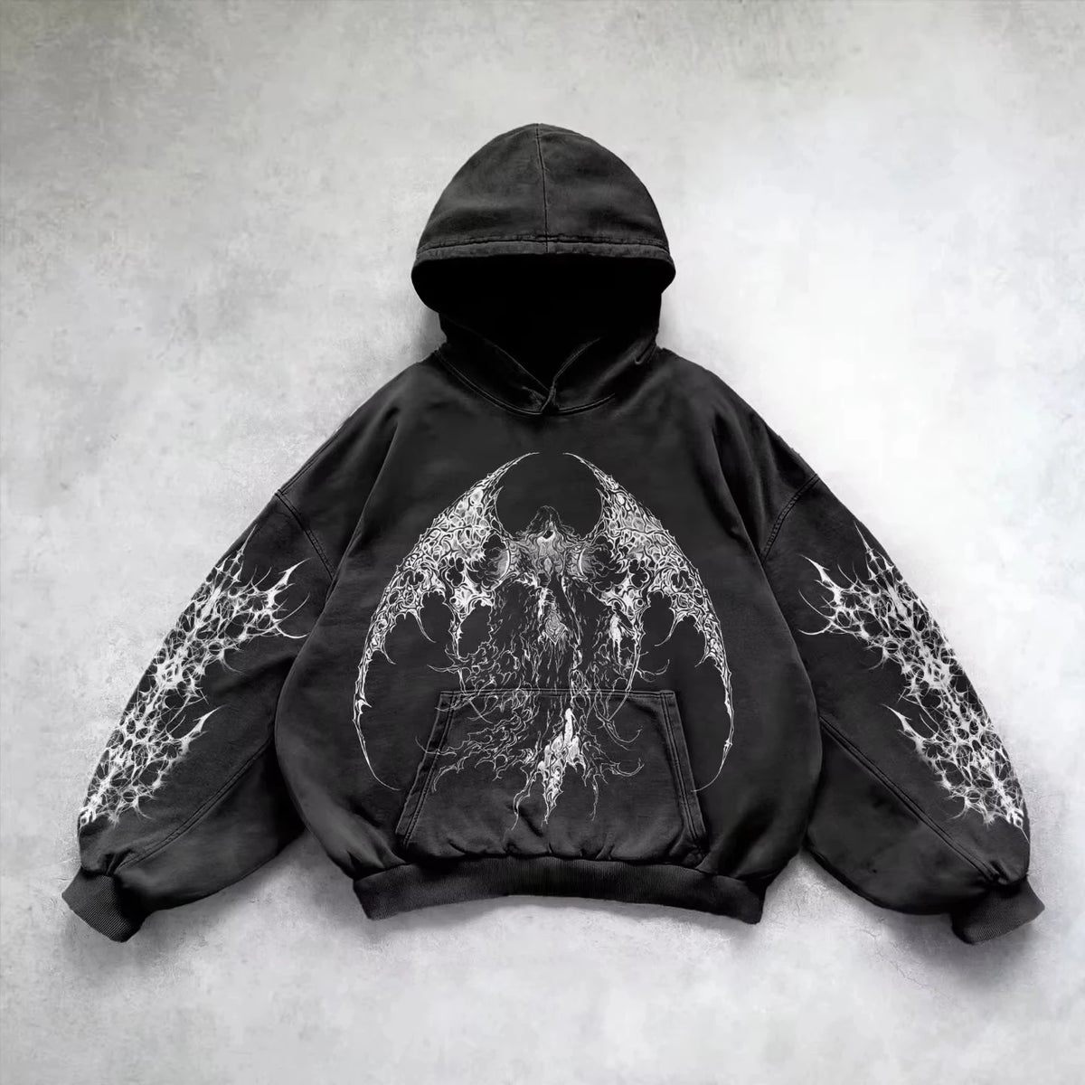 Y2K Gothic Graphic Hoodie – Loose Fit Grunge Punk Sweatshirt | Men’s & Women’s Streetwear