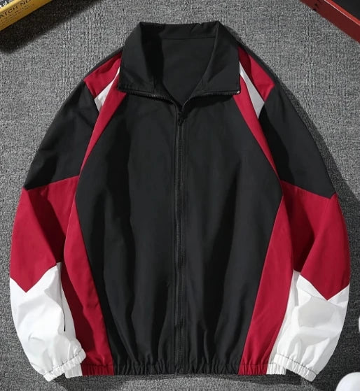 Men's Colour-Block Windproof Jacket – Lightweight Wear-Resistant Casual Travel Coat