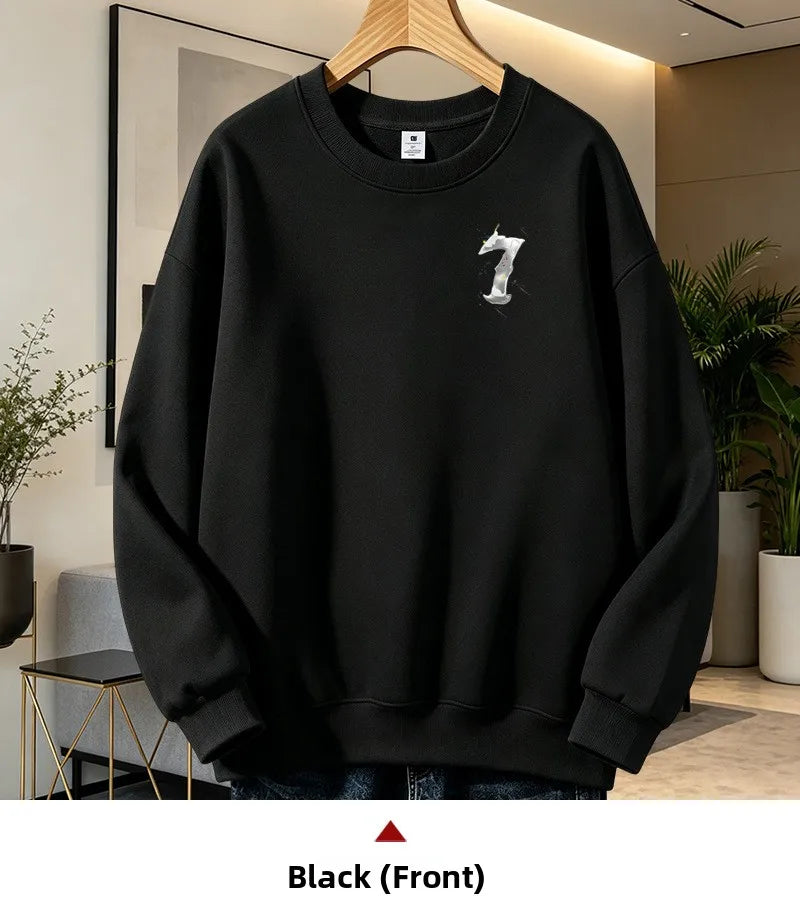 Men’s Casual Cotton Sweatshirt – Loose Fit Crew Neck Pullover | American Campus Style