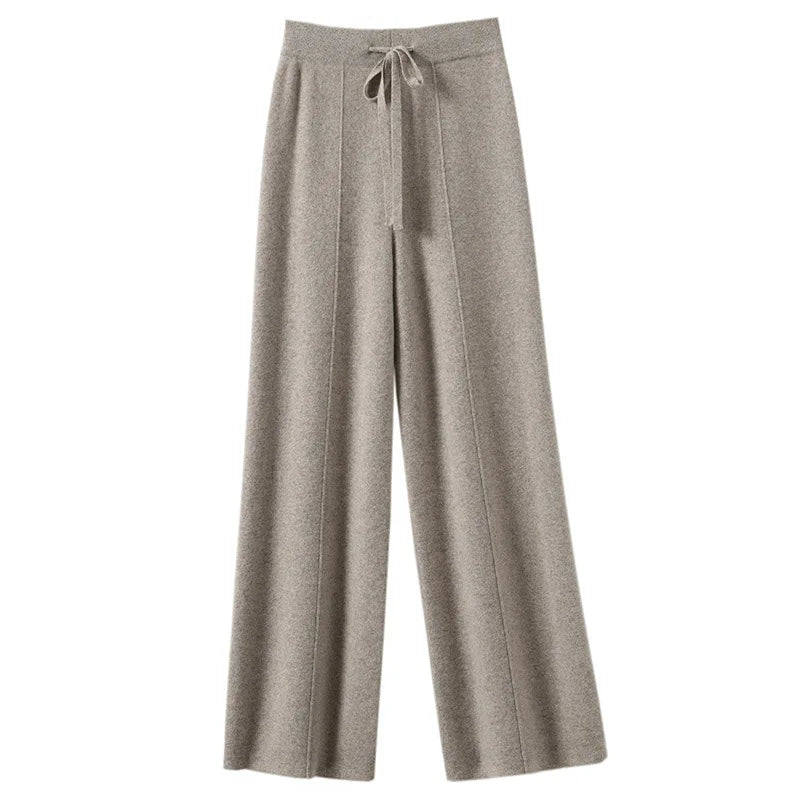 Women’s High-Waisted Wide Leg Pants – Warm Knit Loose Fit Casual Trousers