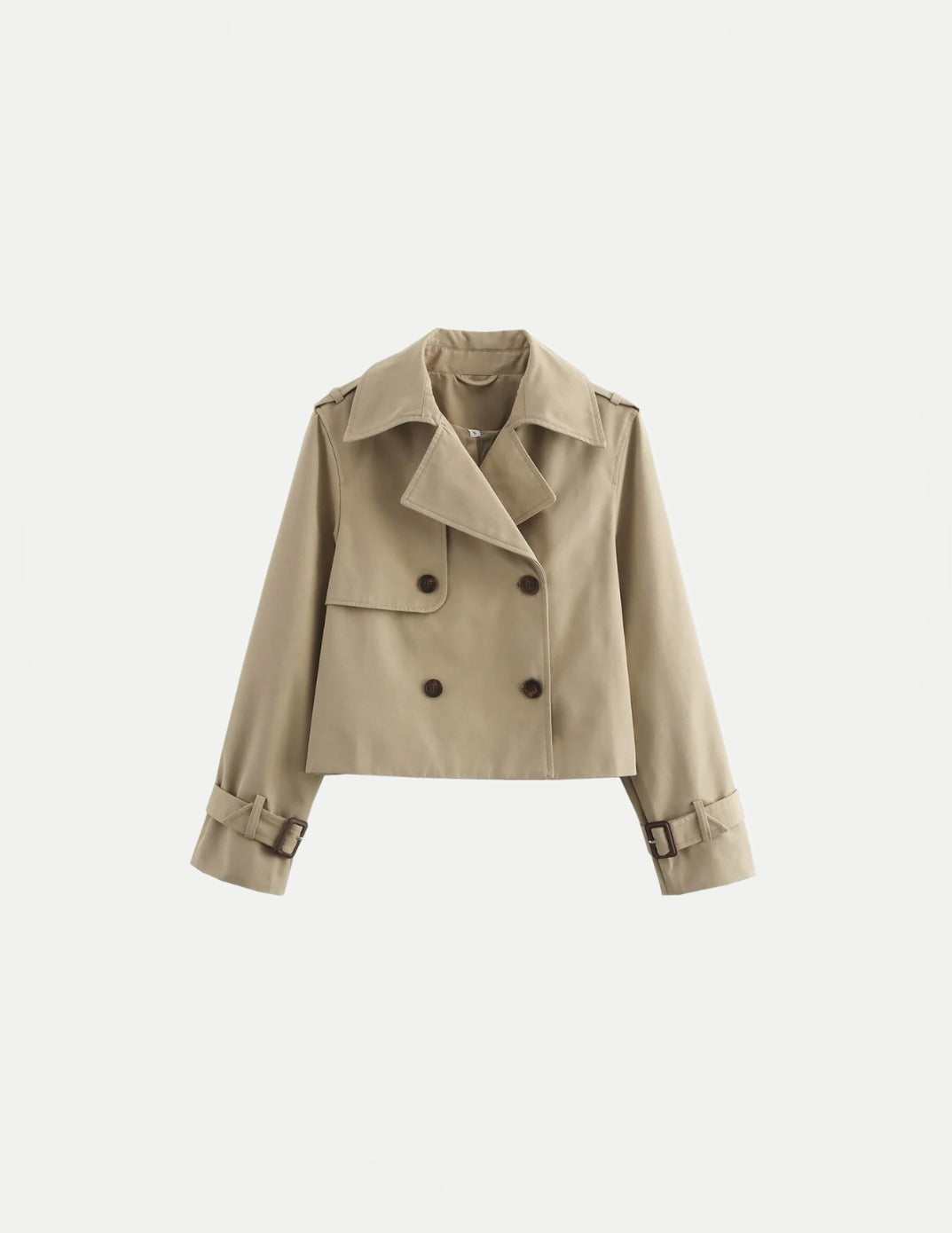 Women’s Vintage Cropped Trench Jacket – Double-Breasted Long Sleeve Streetwear Coat, Chic Spring & Autumn Outerwears