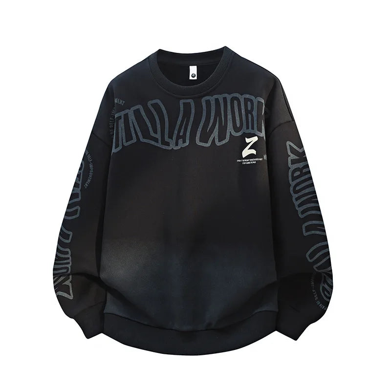 Long Sleeve Sweatshirt – Casual Round Neck Streetwear Top, Autumn Winter Polyester Pullover