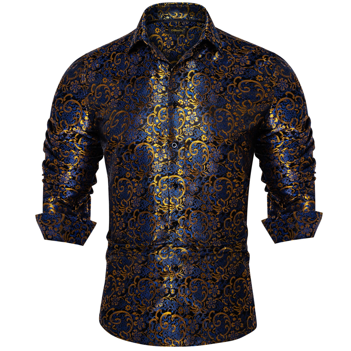 Men’s Paisley Dress Shirt – Long Sleeve Turn-Down Collar Formal Shirt