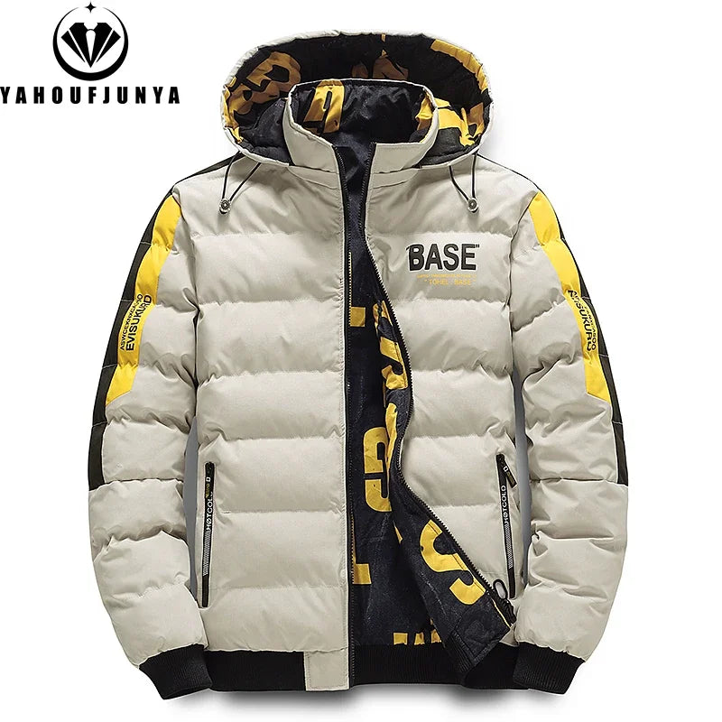 Men’s Winter Hooded Windbreaker Jacket – Thick Warm Outdoor Parka Coat, Casual Cold-Weather Outerwear