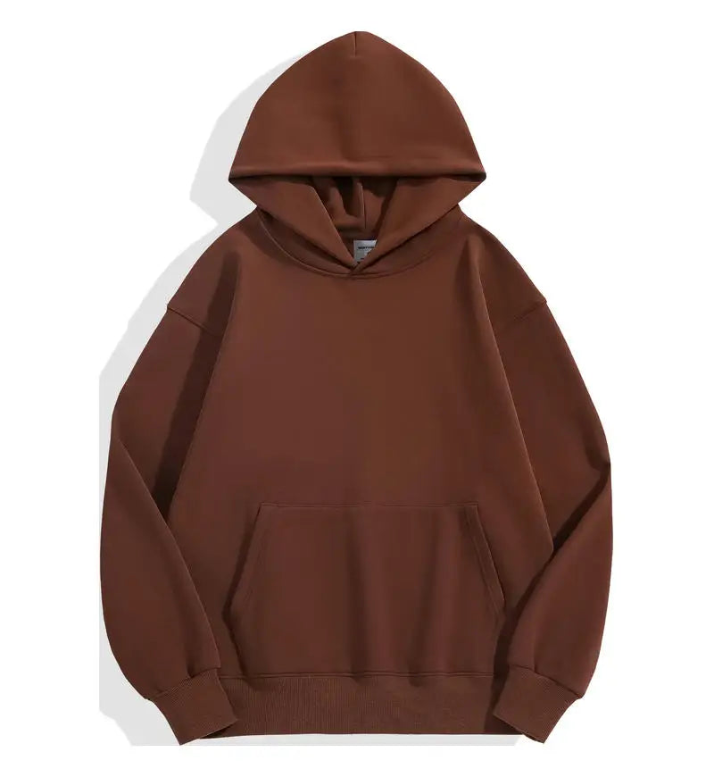 Men's 500 GSM Heavyweight Cotton Hoodie – Solid Color Casual Winter Sweatshirt